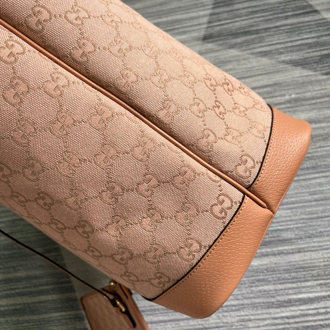 GG OPHIDIA LARGE 40 TOTE BAG IN LIGHT PINK CANVAS