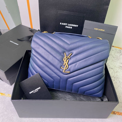 LOULOU MEDIUM 32 BLUE QUILTED LEATHER