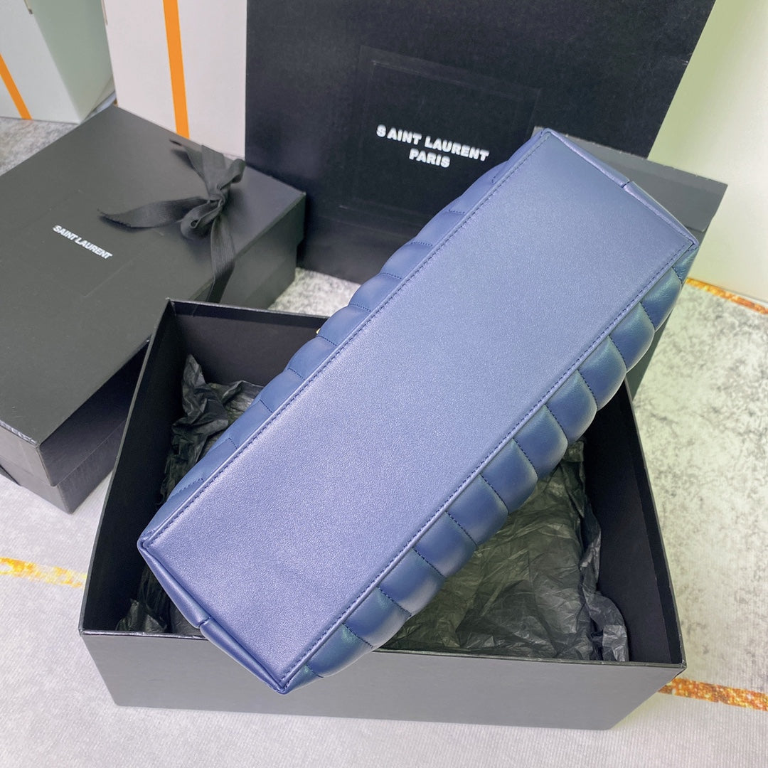 LOULOU MEDIUM 32 BLUE QUILTED LEATHER