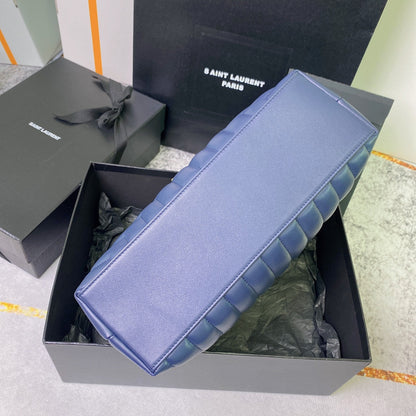 LOULOU MEDIUM 32 BLUE QUILTED LEATHER