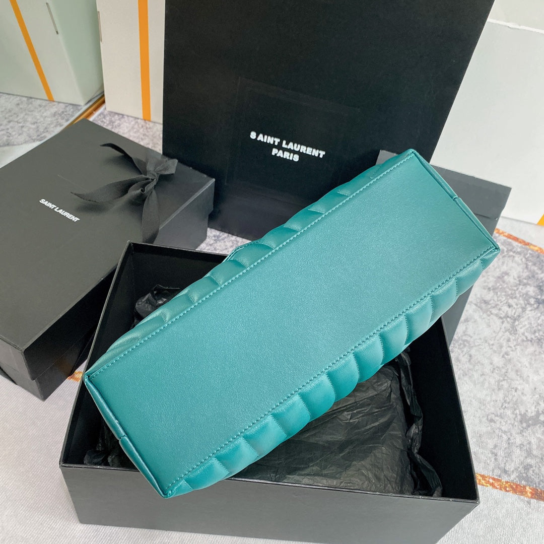 LOULOU MEDIUM 32 TURQUOISE GREEN QUILTED LEATHER GOLD HARDWARE