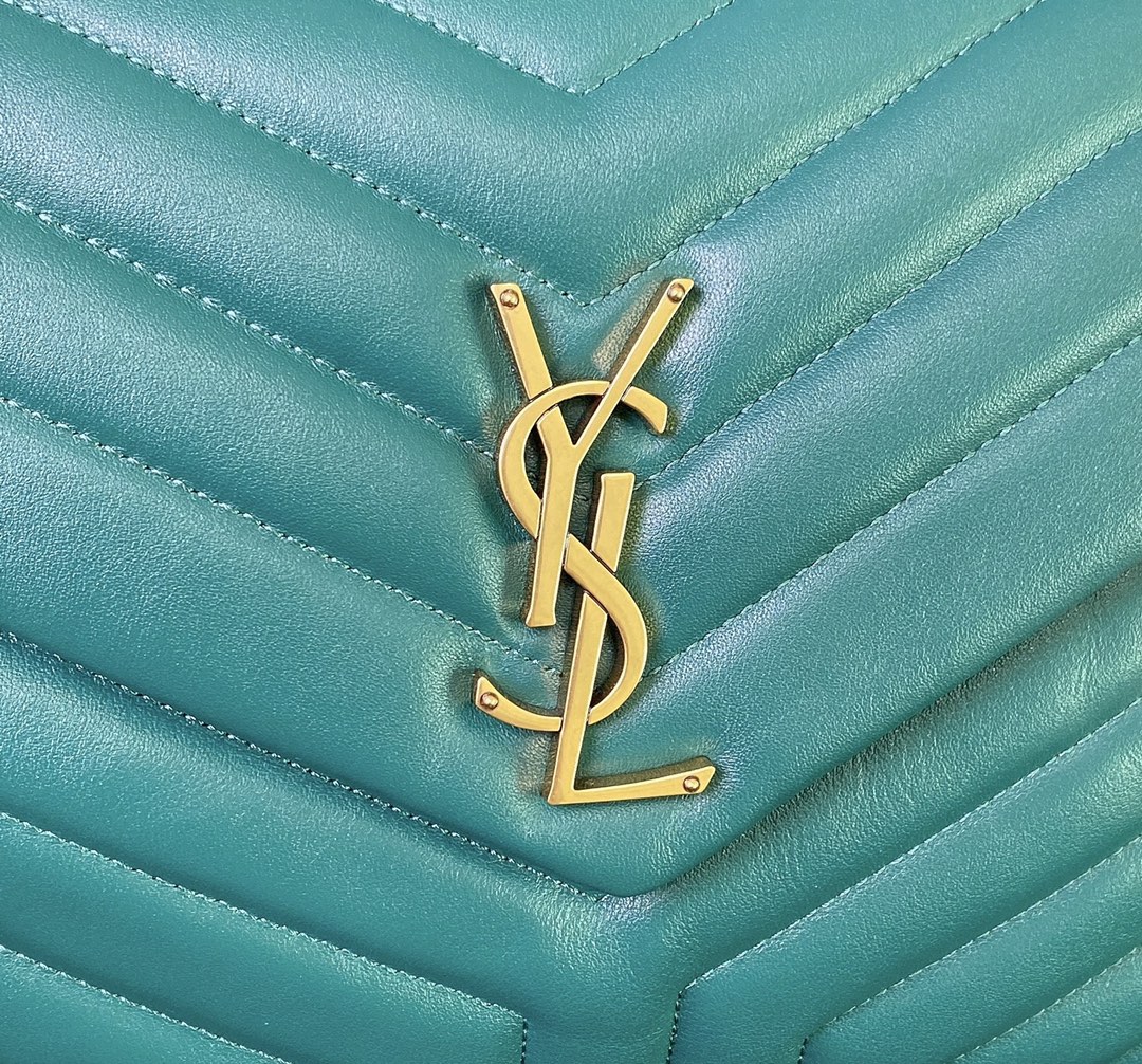 LOULOU MEDIUM 32 TURQUOISE GREEN QUILTED LEATHER GOLD HARDWARE