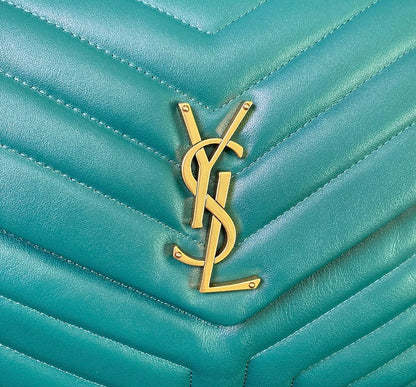 LOULOU MEDIUM 32 TURQUOISE GREEN QUILTED LEATHER GOLD HARDWARE