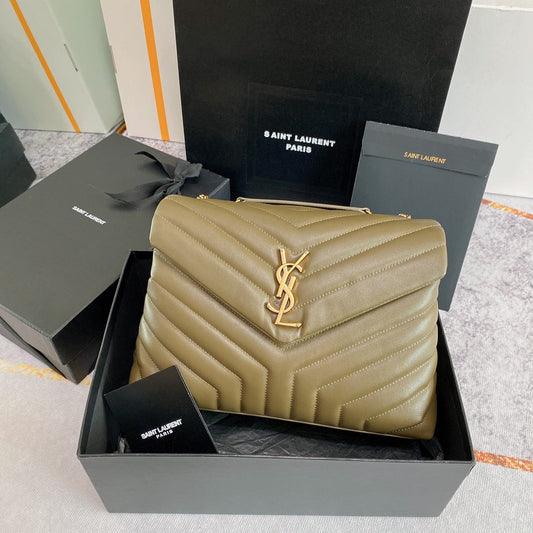 LOULOU MEDIUM 32 OLIVE QUILTED LEATHER