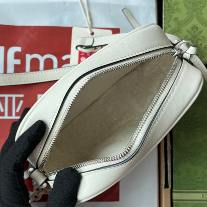 gg marmont mini 18cm zip top all white calfskin