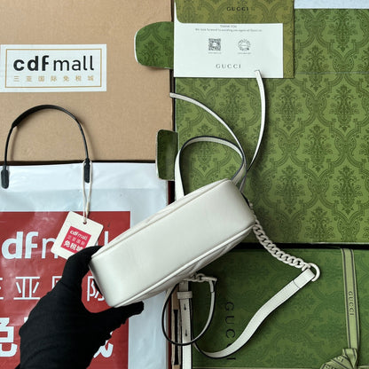 gg marmont mini 18cm zip top all white calfskin