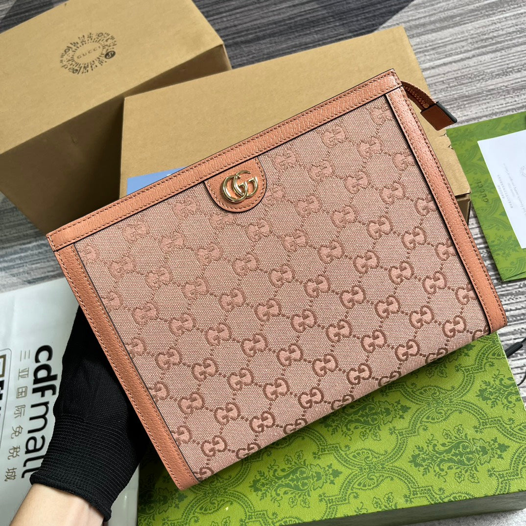 OPHIDIA GG 27 BAG IN LIGHT PINK CANVAS AND CALFKSKIN