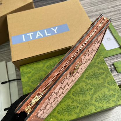 OPHIDIA GG 27 BAG IN LIGHT PINK CANVAS AND CALFKSKIN