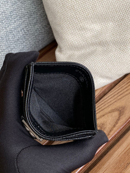 cc boy 11cm card holder black caviar silver hardware