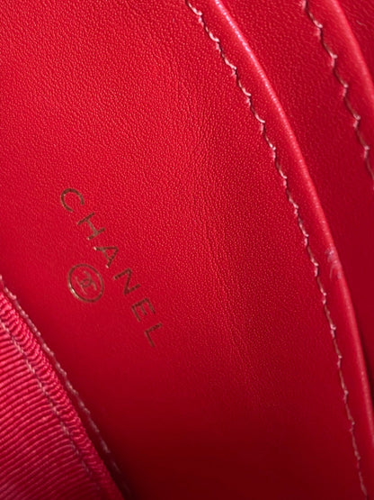 cc zipped wallet 14cm red caviar gold hardware