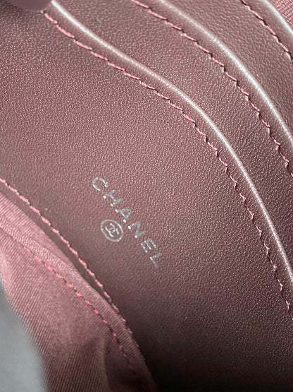 cc zipped wallet 14cm black lambskin silver hardware