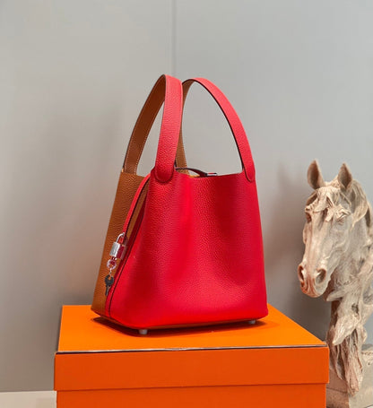 HM PICOTIN LOCK 22 ORANGE AND RED TOGO LEATHER