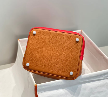 HM PICOTIN LOCK 22 ORANGE AND RED TOGO LEATHER