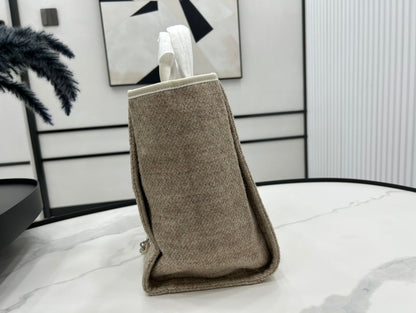 CC Deauville Tweed Bag White Leather Silver Hardware 13