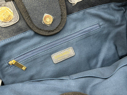 CC Deauville Tweed Bag Black Leather Gold Hardware 21