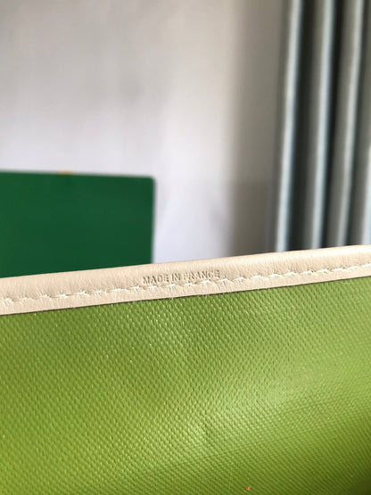 SAINT LOUIS PM 34 IN GREY MIX GREEN GOYARDINE CANVAS AND CALFSKIN