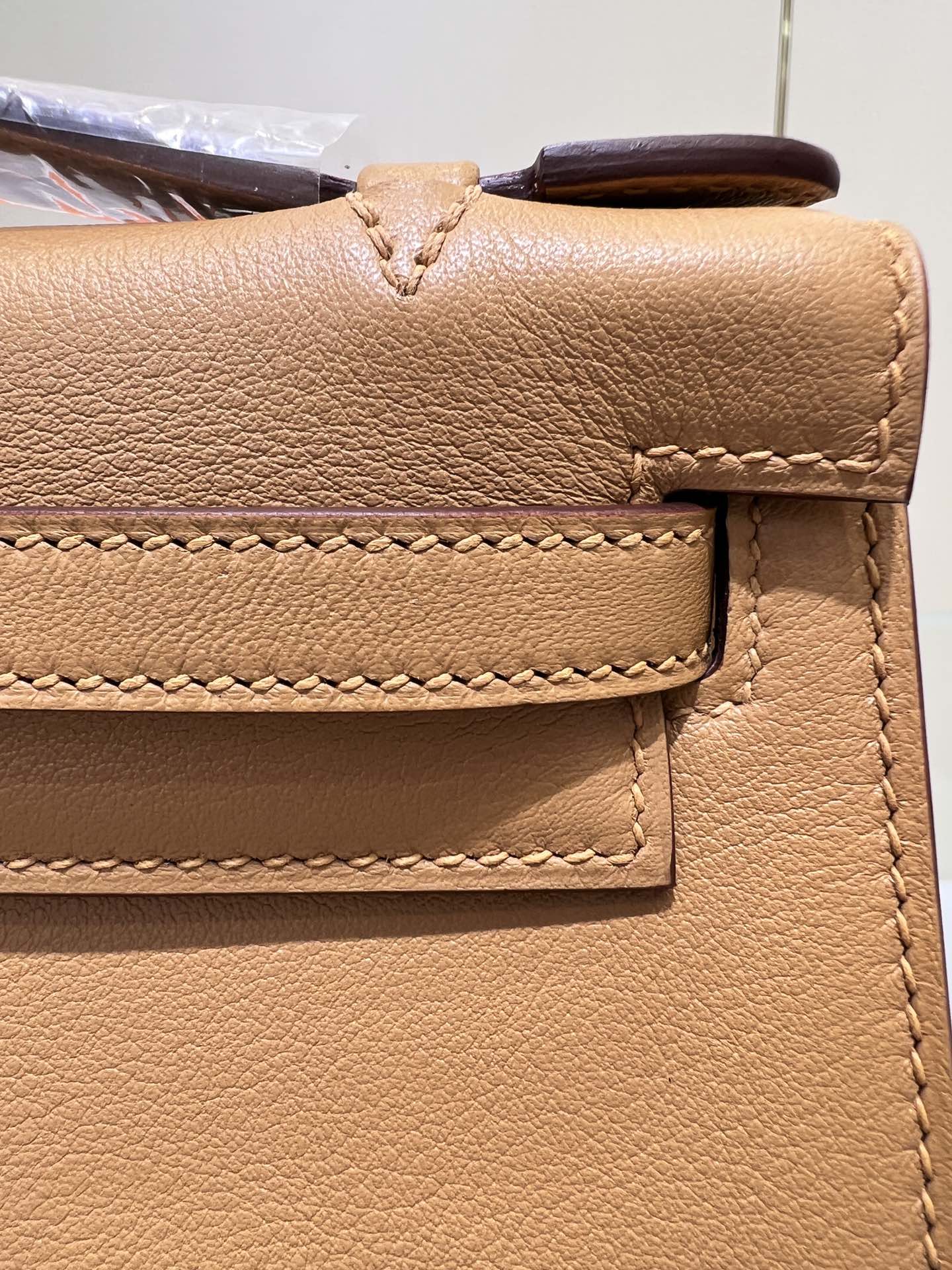 HM KELLY POCHETTE 22CM BROWN SWIFT SILVER HARDWARE