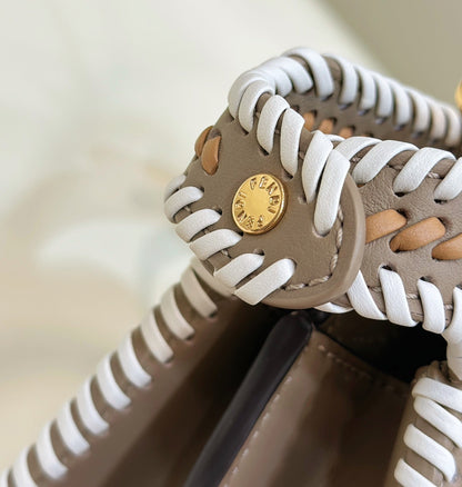 PEEKABOO ISEEU 27 IN MEDIUM BROWN INTERLACED CALFSKIN GOLD HARDWARE