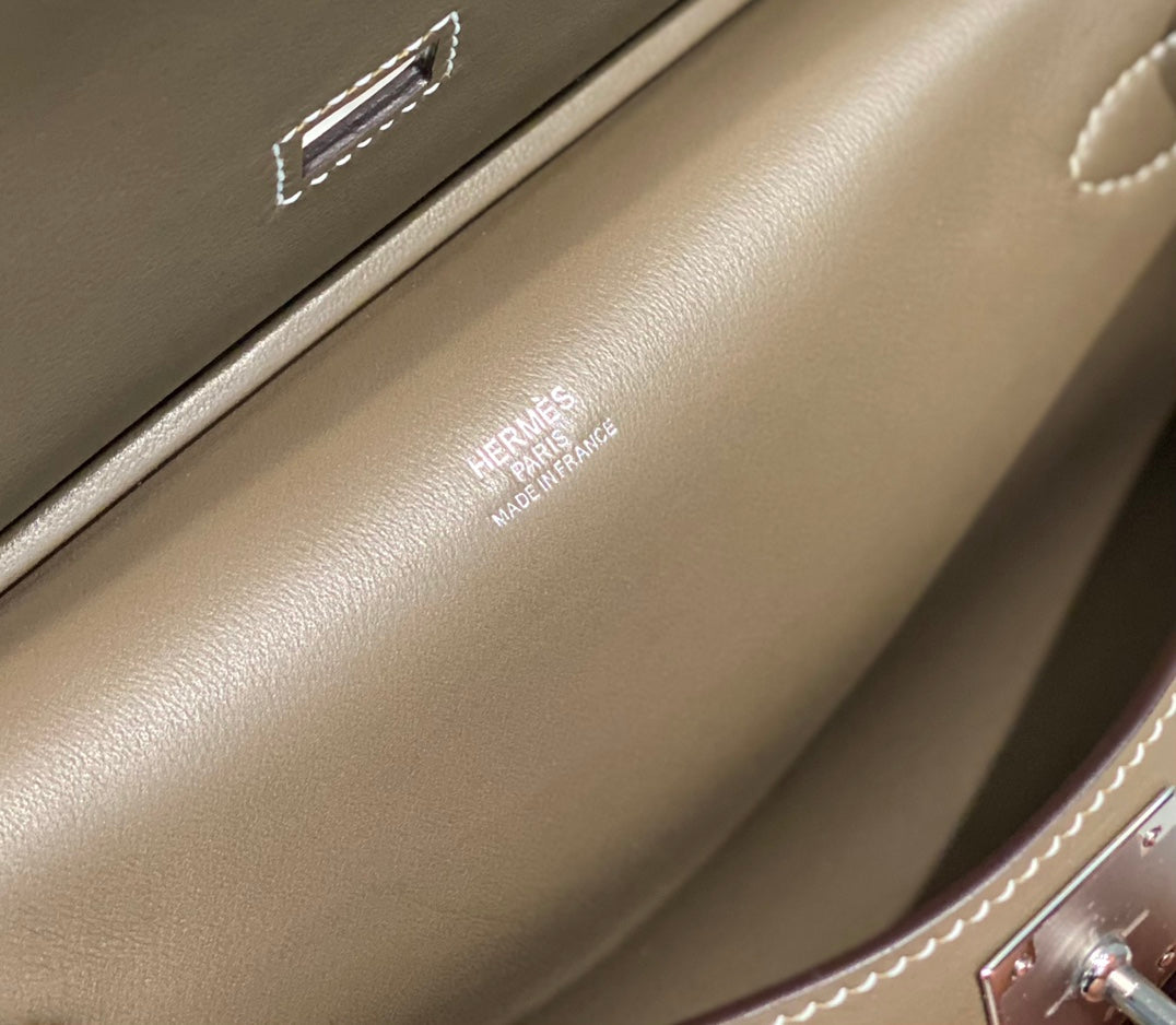 KELLY 23CM JYPSIERE BROWN LEATHER CROSSBODY BAG SHW