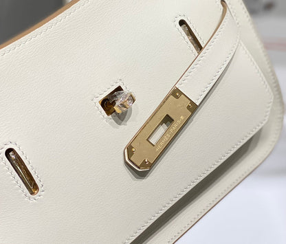 KELLY 23CM JYPSIERE WHITE LEATHER CROSSBODY BAG GHW