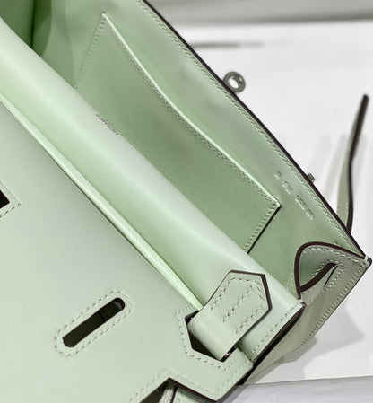 KELLY 23CM JYPSIERE LIGHT GREEN LEATHER CROSSBODY BAG SHW