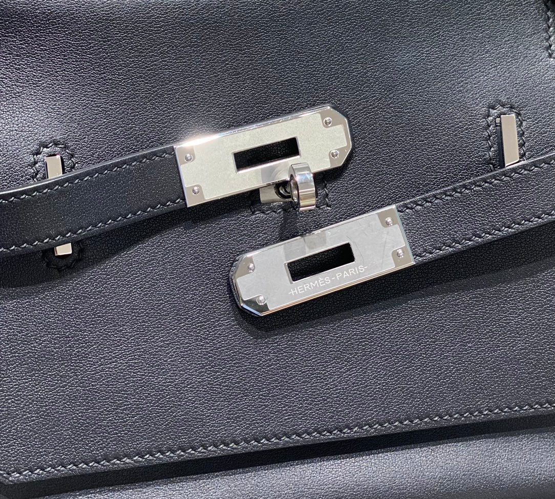 KELLY 23CM JYPSIERE BLACK LEATHER CROSSBODY BAG SHW