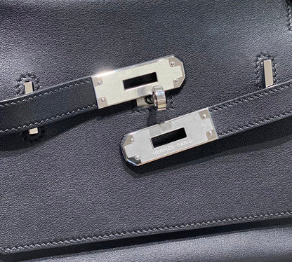 KELLY 23CM JYPSIERE BLACK LEATHER CROSSBODY BAG SHW