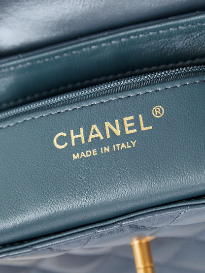 cc 24a nano 19cm kelly shopper bag steel blue lambskin