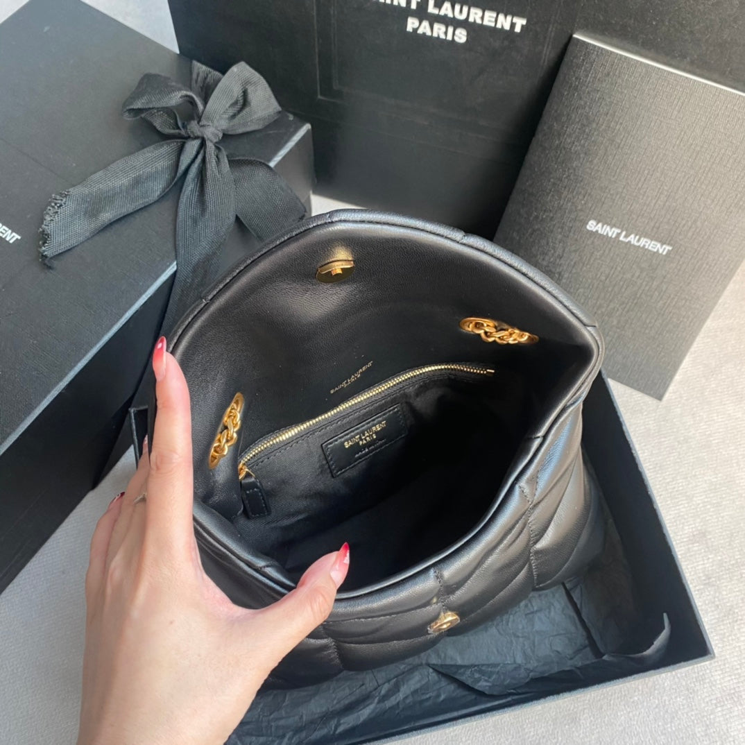 LOULOU MINI 23 BLACK QUILTED GOLD HARDWARE