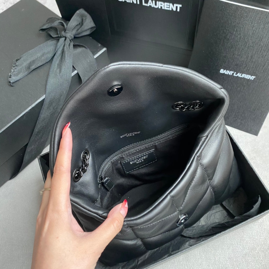 LOULOU MINI 23 ALL BLACK QUILTED LEATHER