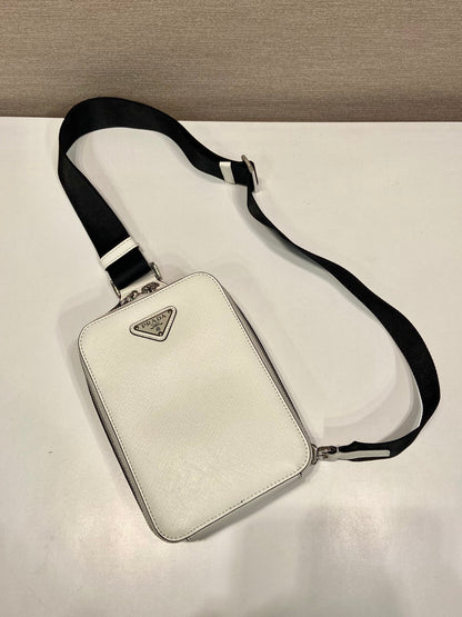 CHEST BAG 20 IN WHITE SAFFIANO LEATHER
