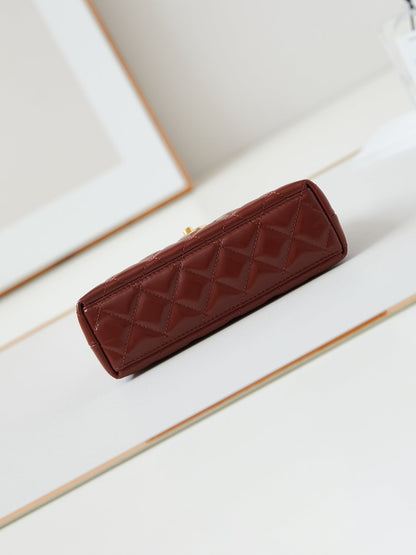 cc 24a nano 19cm kelly shopper bag burgundy lambskin