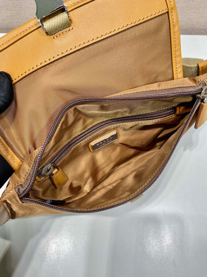 BELT BAG 18 IN SEPIA BROWN RE-NYLON AND CALFSKIN TRIM