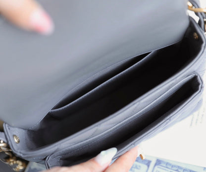 cc 24a flap bag 20cm top handle grey lambskin gold hardware