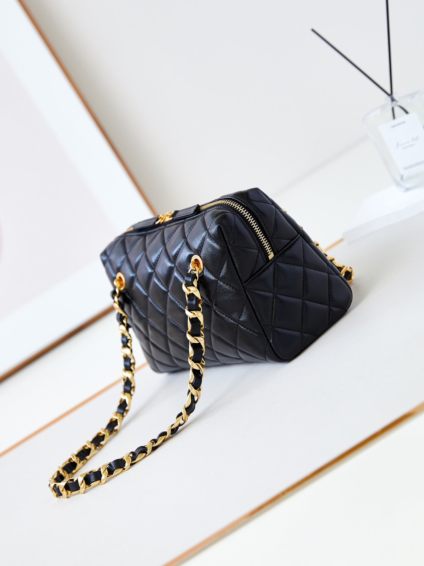 CC 24K Bowling Bag 25cm Black Waxed Lambskin