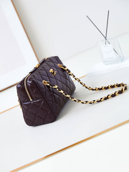 CC 24K Bowling Bag 25cm Burgundy Waxed Lambskin