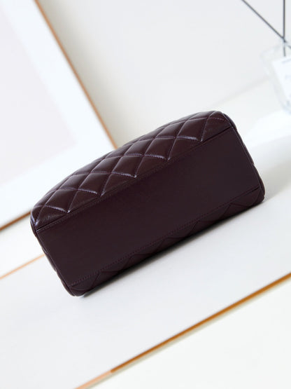 CC 24K Bowling Bag 25cm Burgundy Waxed Lambskin