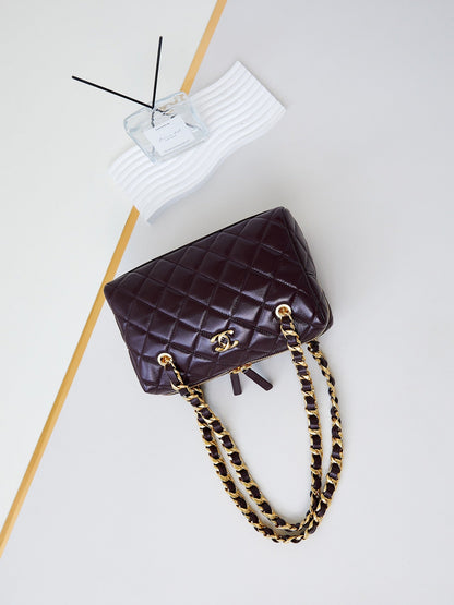 CC 24K Bowling Bag 25cm Burgundy Waxed Lambskin