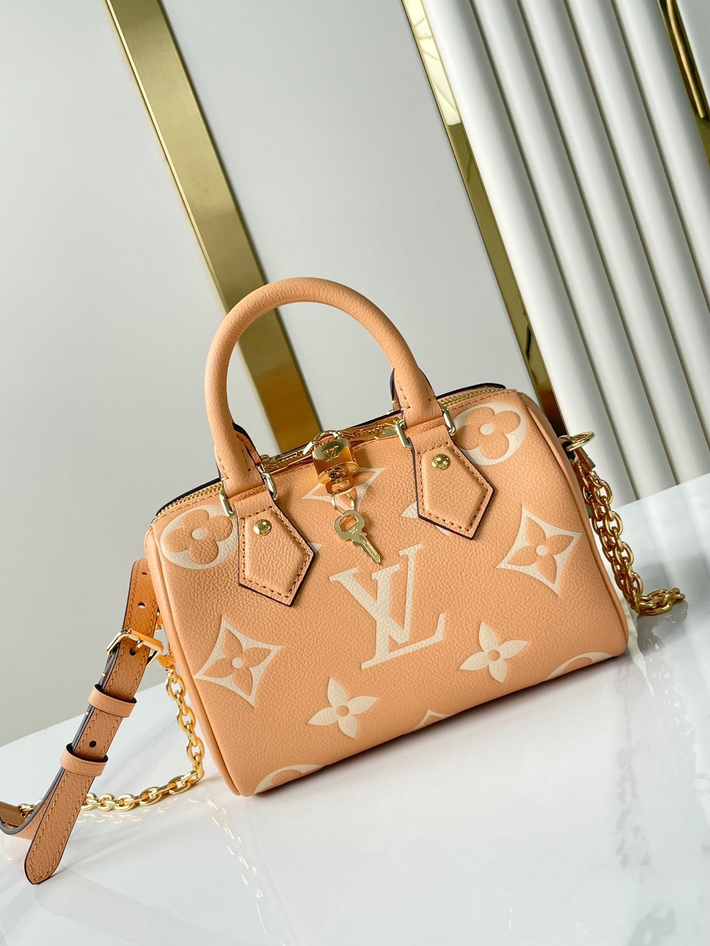 SPEEDY BANDOULI¨¨RE 20 IN ARIZONA CREAM MONOGRAM EMPREINTE LEATHER