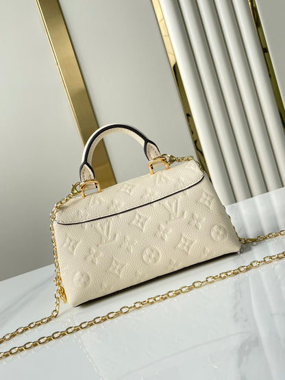 NANO MADELEINE 21 IN CREAM EMBOSSED CALFSKIN GOLD HARDWARE