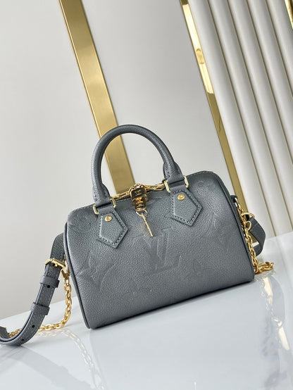 SPEEDY BANDOULI¨¨RE 20 IN GUN METAL MONOGRAM EMPREINTE GOLD HARDWARE