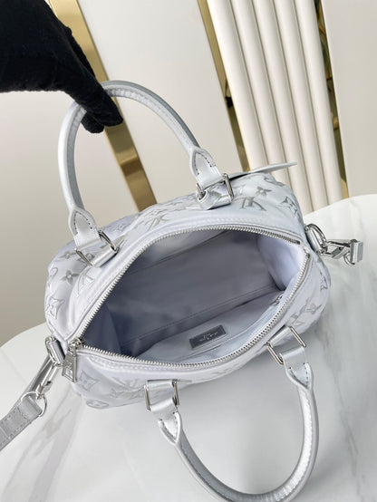 SPEEDY BANDOULI¨¨RE 25 IN GRADIENT SILVER MONOGRAM NYLON SILVER HARDWARE