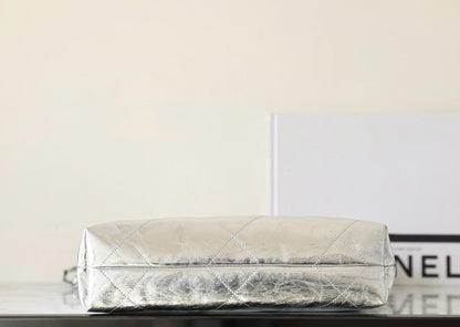 25C Hobo 22 Bag 35cm Silver Metalic Lambskin