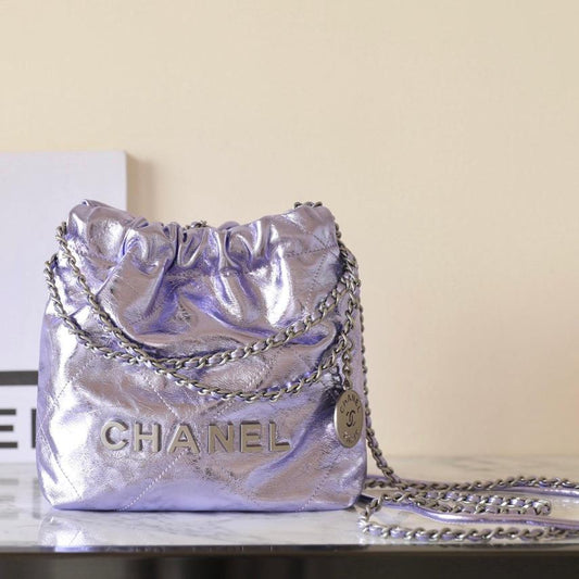 25C Hobo 22 Bag 19cm Violet Metalic Lambskin