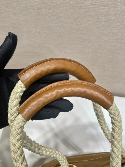 BUCKET BAG 28 IN SEPIA BROWN RE-NYLON GOLD LOGO