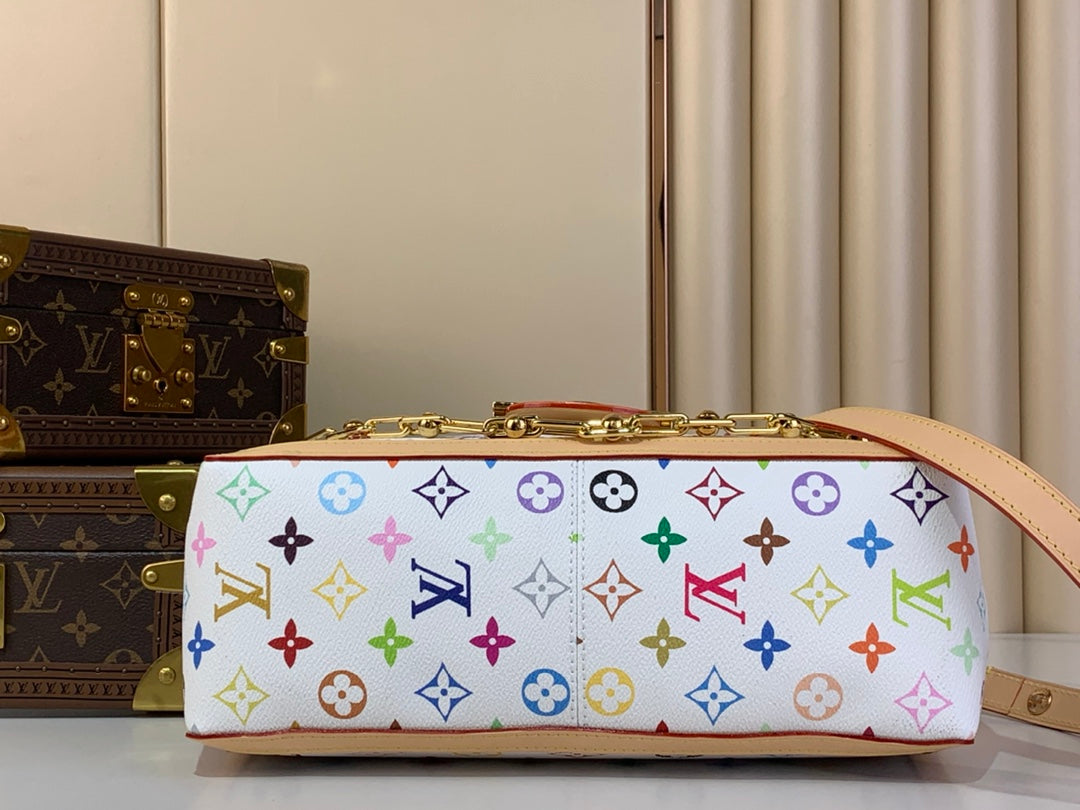 LV x TM Dauphine Soft GM 28cm White Multicolored Cowhide-leather trim