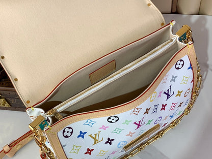 LV x TM Dauphine Soft GM 28cm White Multicolored Cowhide-leather trim