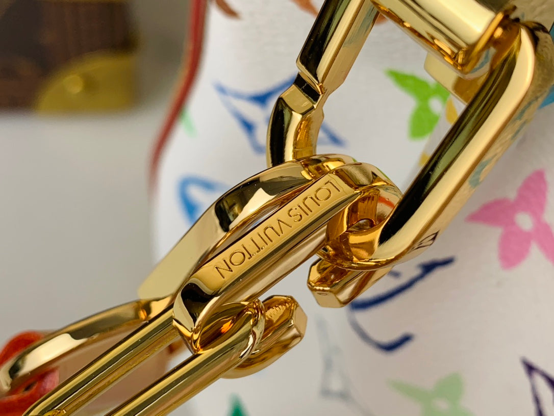 LV x TM Dauphine Soft GM 28cm White Multicolored Cowhide-leather trim