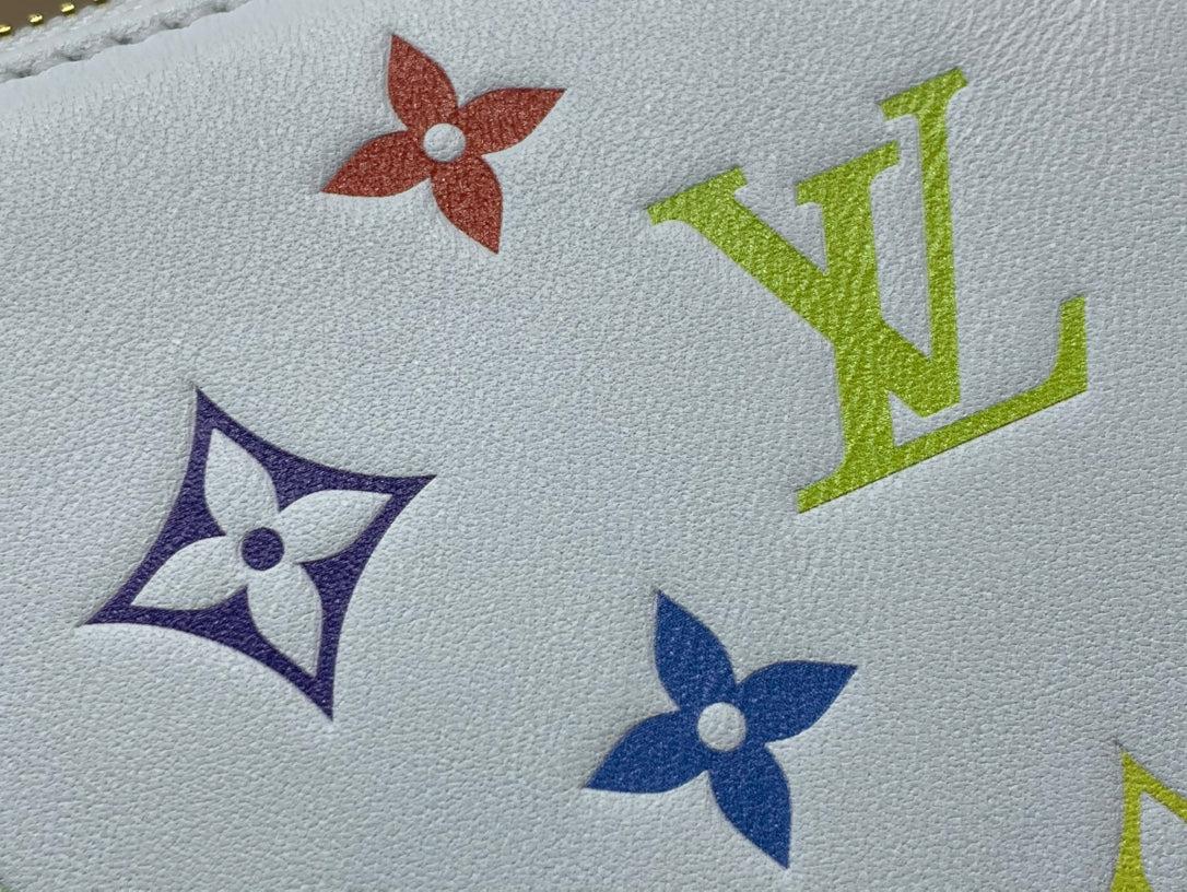 LV x TM Coussin BB 21cm White Multicolor Monogram-embossed Lambskin