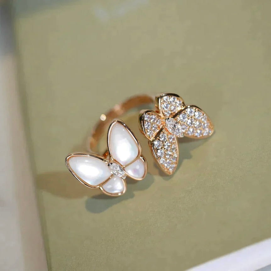 DIANA TWIN BUTTERFLY DIAMOND MOP RING